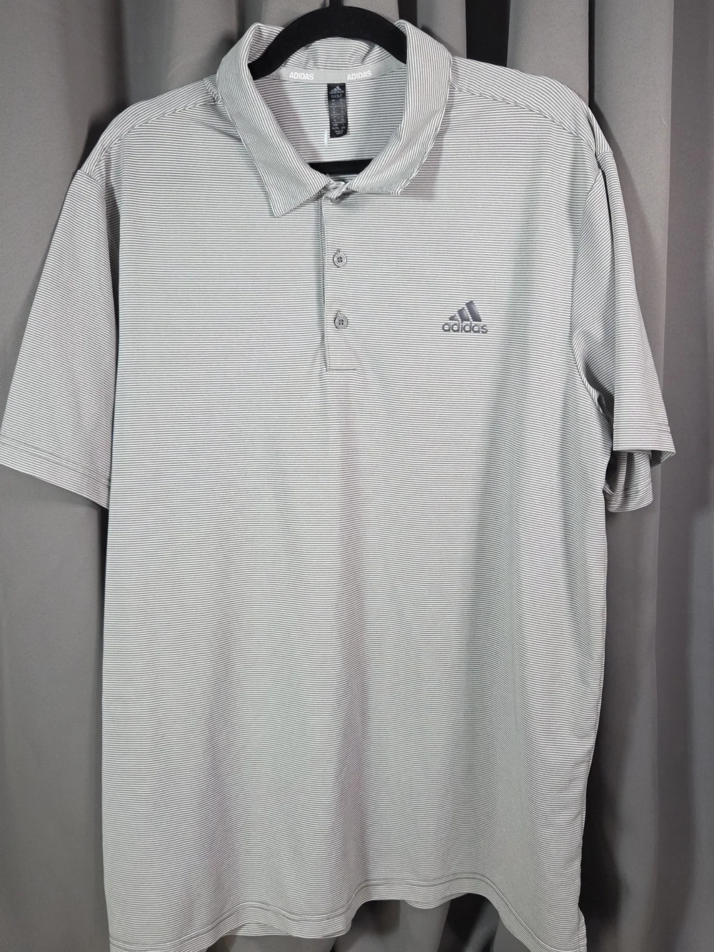 Adidas Golf Men’s Light Gray Striped Polo Shirt XL‎